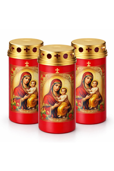 MC Micostore Σετ 3 πλαστικών κεριών με καπάκι, Παναγία, διάρκεια καύσης 50 ώρ...