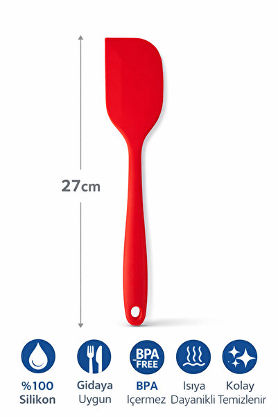 evolis kitchen 1 Adet Tekli Isıya Dayanıklı Yanmaz Yapişmaz Silikon Oval Spatula