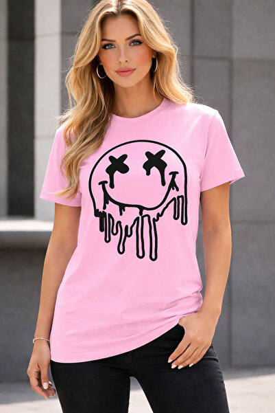 VODEXA Tricou oversize unisex MELTING FACE imprimat 100% bumbac, croială conf...