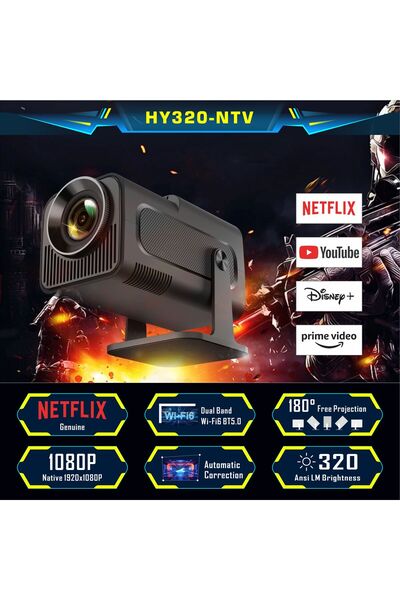 idragon HY320 Android 11 Mini Projeksiyon Cihazı 720P HD 4K Destek WiFi 6 Blu...