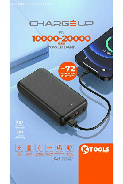 Ktools ChargeUp 20.000 Mah Hızlı Şarj Destekli Powerbank Taşınabilir Şarj Cih...