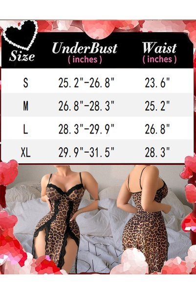 Sthxyfaith Lingerie For Women Babydoll Sexy Mesh Maxi Nightdress Exotic Sleepwear Side Slits Leopard print