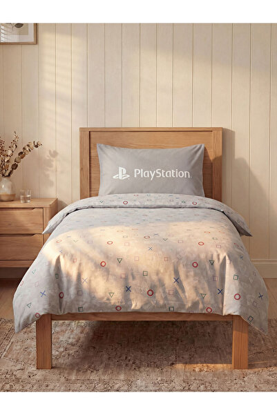 LC Waikiki Σετ μονό παπλωματοθήκη με στάμπα Anthracite Ranforce Playstation, ...