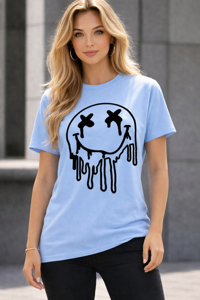 VODEXA Μπλουζάκι Unisex Oversize με στάμπα MELTING FACE, 100% βαμβακερό, άνετ...
