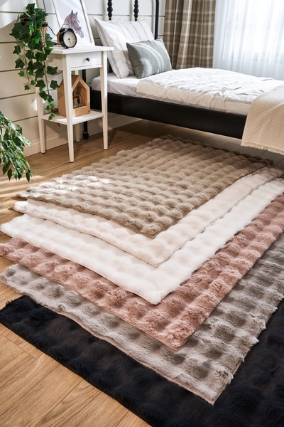 Moqa A Different Carpet Tavşan Tüyü Ultra Yumuşak Kaymaz Taban Modern Halı – Gri