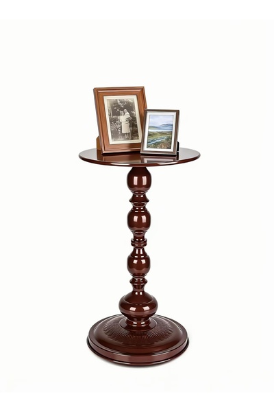 Mtanvxay Modern Brown Metal Round End Table 40x52cm, Vintage Roman Decor Side...