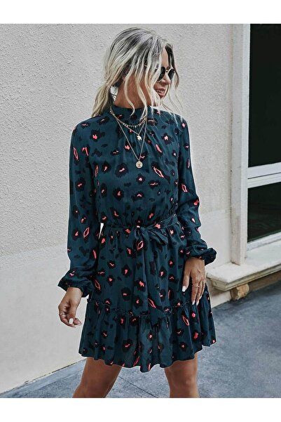 Iuliashop Rochie scurtă Yonna cu imprimeu animal - S
