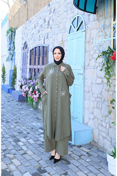 NİSUM MODA Σετ Βαμβακερών Λευκών Ειδών με Τρία Λουλούδια