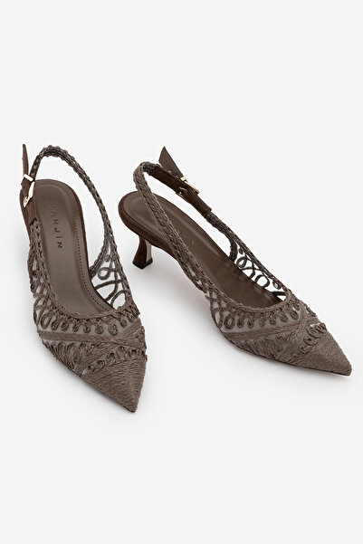 Marjin Γυναικεία παπούτσια στιλέτο με σουέτ τακούνι, με μυτερή μύτη, πλεκτά σ...