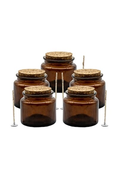 FLORY Σετ 5 Καφέ Γυάλινα Κηροπήγια 100 ml