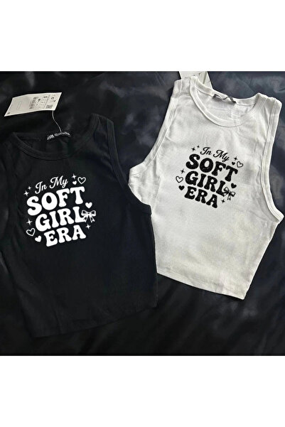 Gofeel Soft Girl Era Written Printed Sleeveless Crop Top