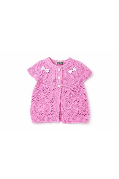 Jaju Baby Pembe Kız Bebek Triko Yelek Fiyonk Detaylı Düğmeli 0-1 Yaş 🎀
