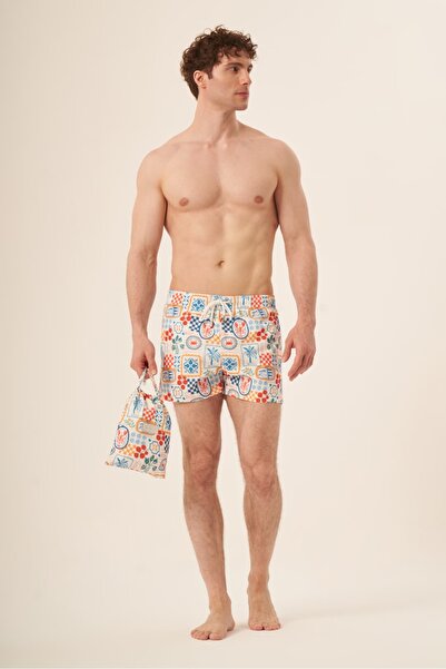 Whitefin شورت سباحة رجالي للسفر في الصيف