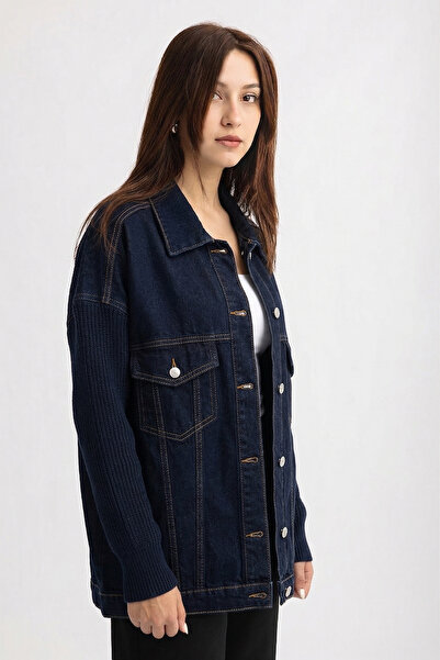 Suede Style 9289 - Comfortable Stylish Women's Denim Jacket with Sleeves Knit...