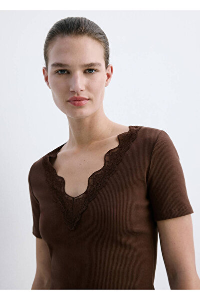 MANGO Woman Dantel süslemeli bluz