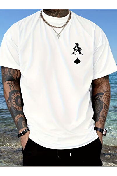 NOURAM Men'S Trendy Graphic Print Poker A Shoulder T-Shirt