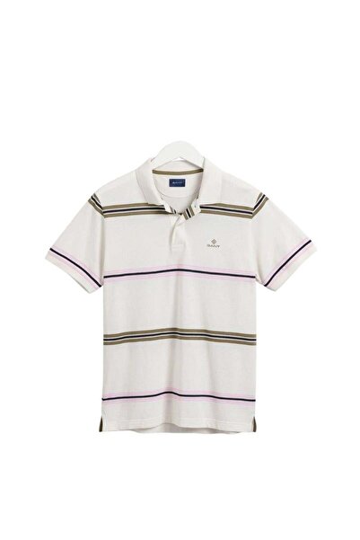 Gant Men's White Regular Fit Striped Polo T-Shirt 2002016.108