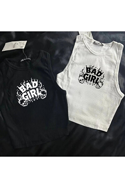 Gofeel Bad Girl Printed Sleeveless Crop Top