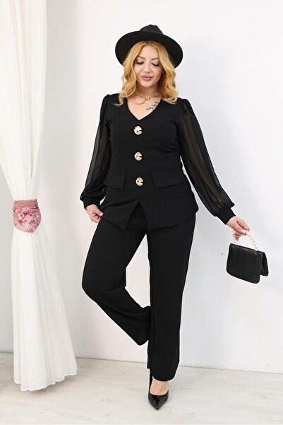 Siyezen Σετ Μπουφάν Μεγάλου Μεγέθους με Χρυσά Αξεσουάρ