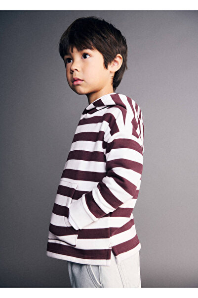 MANGO Baby Çizgili kapüşonlu sweatshirt