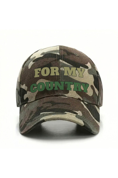 l'eivor Καπέλο με κουμπωτό κούμπωμα με στάμπα "For My Country " σε σχέδιο καμ...