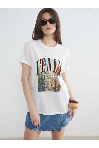 LC Waikiki Peak New Season Crew Neck Italy Printed Women's T-Shirt