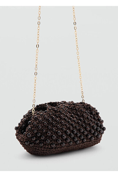 MANGO Woman Doğal lif clutch çanta