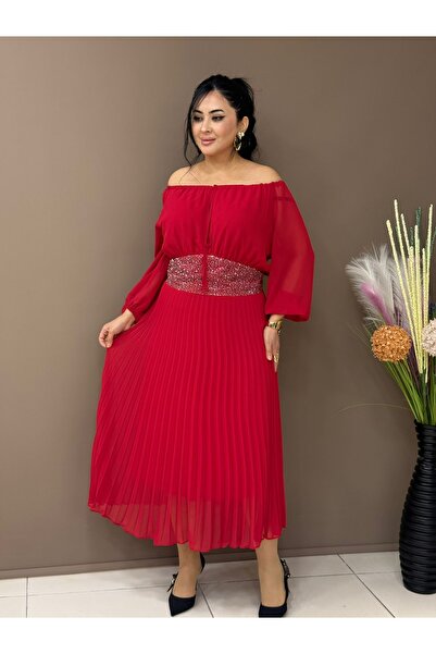 live forever Plus Size Black Chiffon Off-The-Shoulder Stone Embellished Pleat...