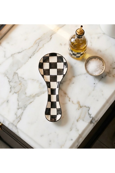 AURA Damalı El İşçliği Seramik Kaşıklık Kepçe Altlığı Nihale