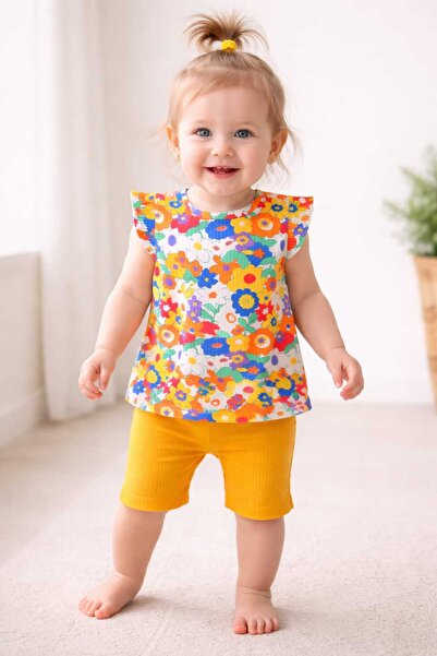 MİNİSHOOW Summer Girls' Top and Bottom Set