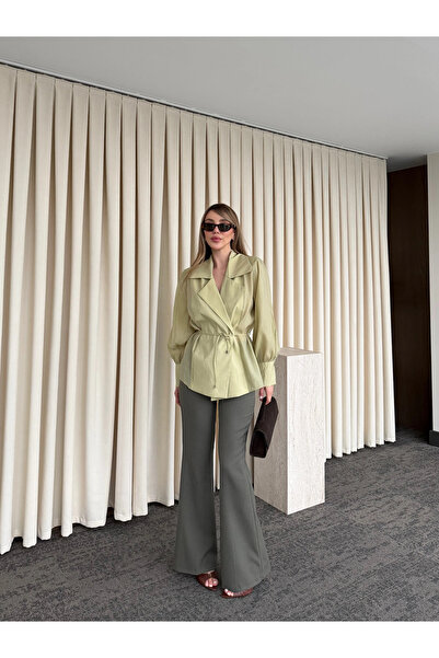 Laluvia Khaki Full-Fit Spanish-Cut Trousers - 9953