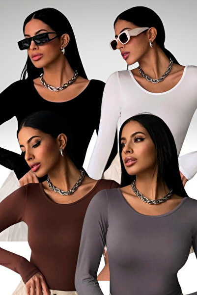 Bipantolon ΓΥΝΑΙΚΕΙΑ ΜΠΛΟΥΖΑ ΣΕ ΣΕΤ 4 ΤΕΜΑΧΙΩΝ ΜΑΥΡΟ ΛΕΥΚΟ ΚΑΦΕ ΓΚΡΙ ΠΡΙΓΚΙΠΙ...