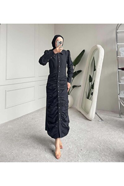 Cardella Μακρύ φόρεμα από ύφασμα ποπλίνας Lora με κορδόνι περίσφιξης – Με κου...