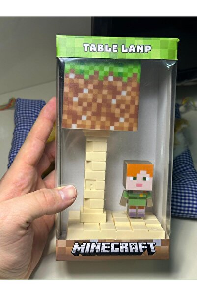 anahtarlık evreni Minecraft Çim Bloğu (Grass Block) & Alex LED Lamba Masa Dek...