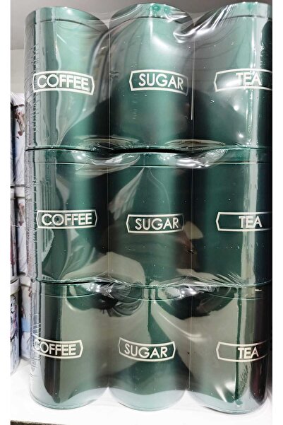 GÜLMEN KRİSTAL SARKAP 6LI METAL BAHARATLIK ÇAY KAHVE SAKLAMA KABI 1L YEŞİL