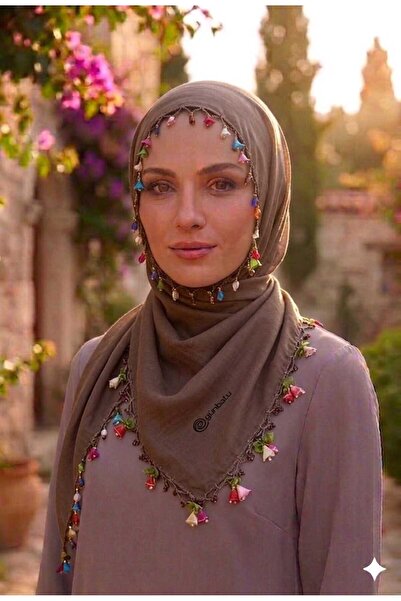 ÇEÇEN HOME Πολύχρωμο κεντημένο με χάντρες και κεντητό σχέδιο, Τυλιχτό μαντήλι...