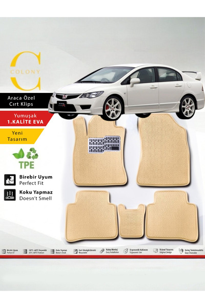 COLONY Honda Civic FD6 Hücreli Premium 1.Kalite Eva Paspas Seti Paspas Takımı...