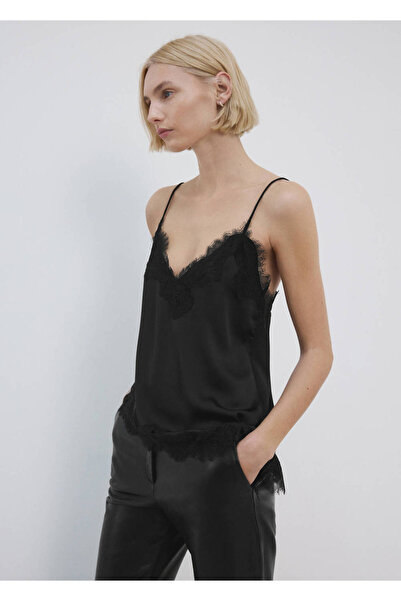 MANGO Woman Asymmetrical Lace Blouse