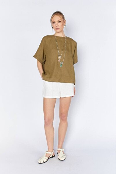 CGA Γυναικεία λινή μπλούζα με λεπτομέρεια στην πλάτη, λινή γυναικεία μπλούζα ...