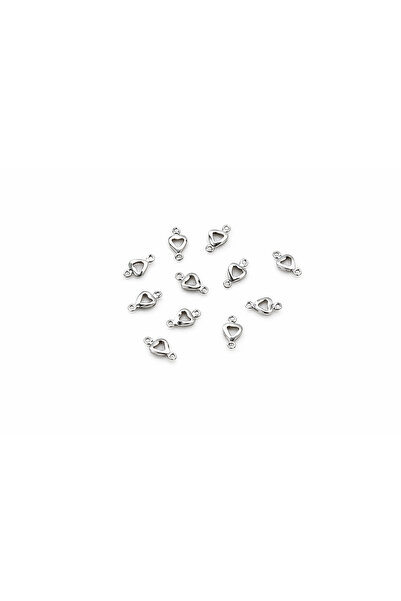 FlowerAksesuar Takı Ara Parçası Metal Kalpli Bağlantı Aparatı 5x10 mm Bilekli...