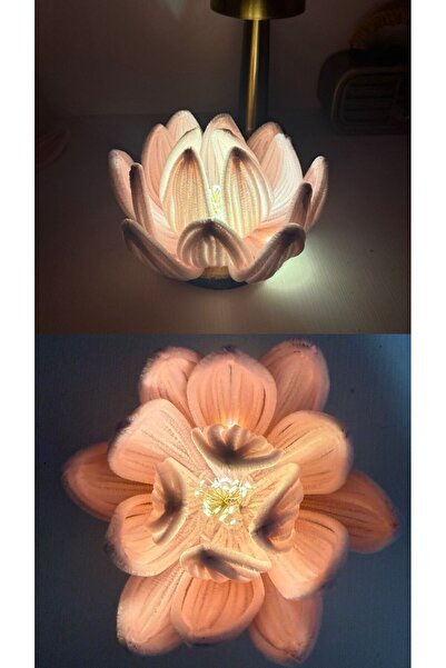 DUYGUNUN DÜKKANI Işıklı Lotus Çiçeği Gece Lambası – Dekoratif LED Masa Lambas...