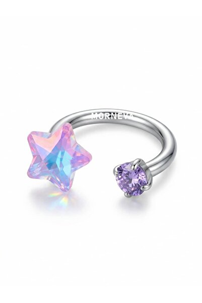 MORNEVA Cerrahi Çelik Renkli Kristal Yıldız Helix Lobe Kulak Piercingi (1 Adet)