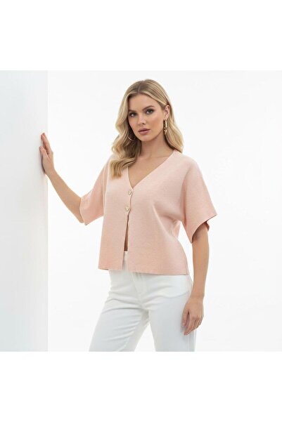 fuşyha butik V-Neck Button Detailed Knitwear Jacket