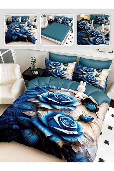 Casa de Vis Double bed linen set, satin cotton, 180x200 cm, 6 pieces, with el...