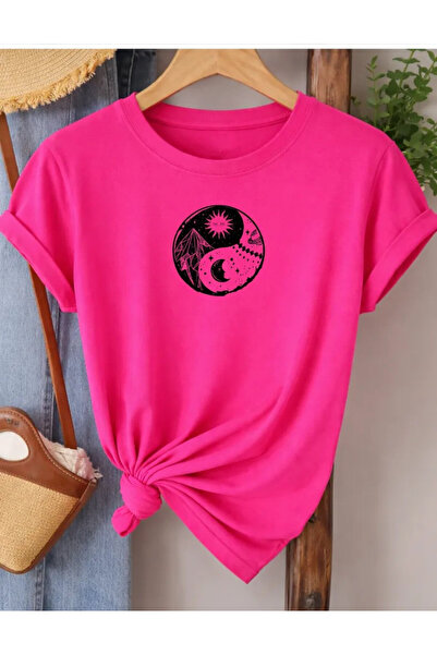 Pink Sky Premium Oversize T-Shirt 100% Βαμβάκι Unisex Άνετη Εφαρμογή Τάση Νέα...