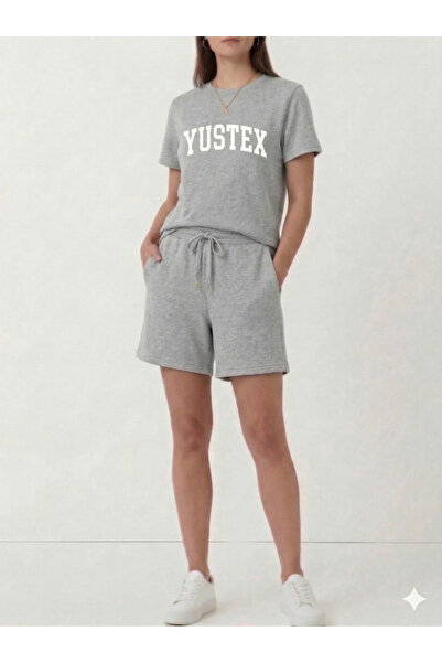 yx yustex sport Women's Gray Shorts Oversize Relaxed Fit High Waist Shorts wi...