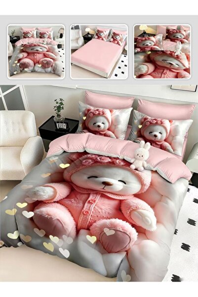 Casa de Vis Double bed linen set, satin cotton, 180x200 cm, 6 pieces, with el...