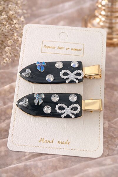 Accessories Σετ 2 τεμαχίων πολυτελών κλιπ μαλλιών Hei Black Butterfly με λεπτ...