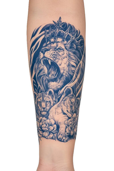 Tattoo 1 Ay Kalıcı 24 Saat Sonra Kararan Aslan aile dövme model geçici dövme