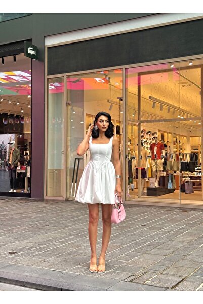 ÇEÇİM Γυναικείο Μίνι Φόρεμα με Τετράγωνο Γιακά και Φούστα Μπαλόνι ZYN-58918